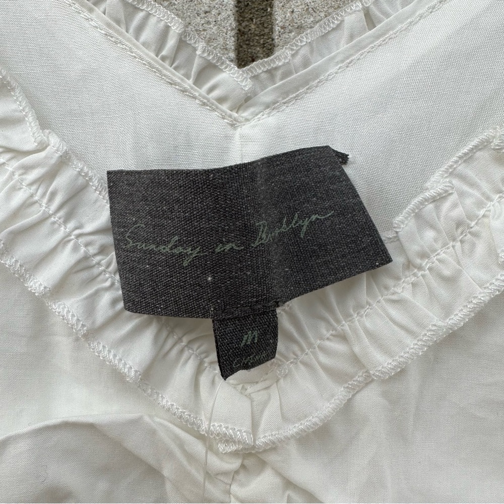 NWT Anthropologie Sunday in Brooklyn Ruffled Peplum White Tank - Picture 14 of 14